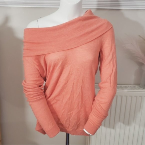 Ellen Tracy Super Soft Extra Fine Merino Wool Off The Shoulder Top - Picture 1 of 5